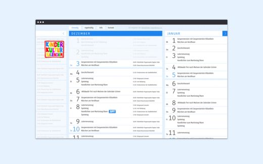 Mockup der Website www.kinderkulturkalender.de