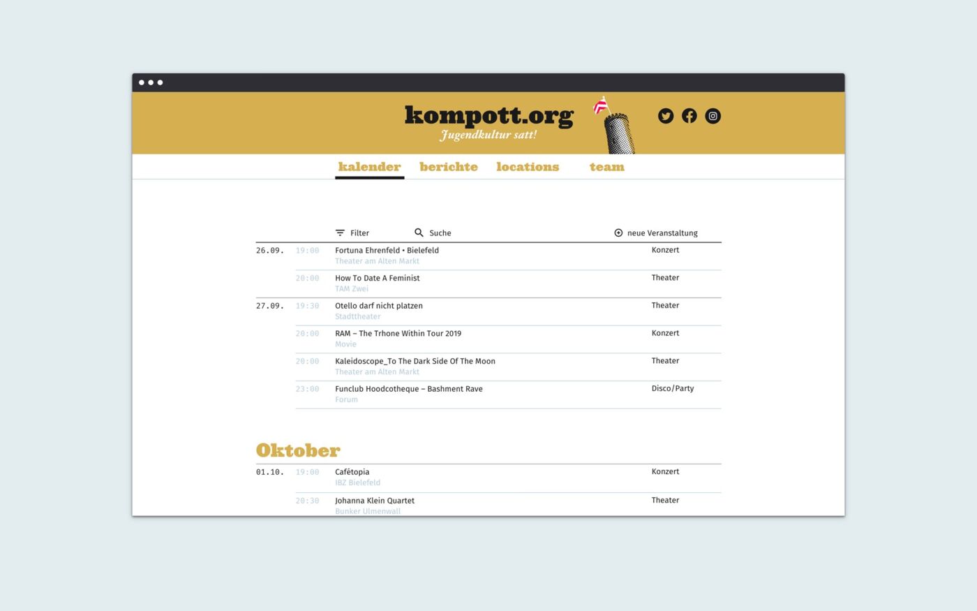 Screenshot der Website kompott.org