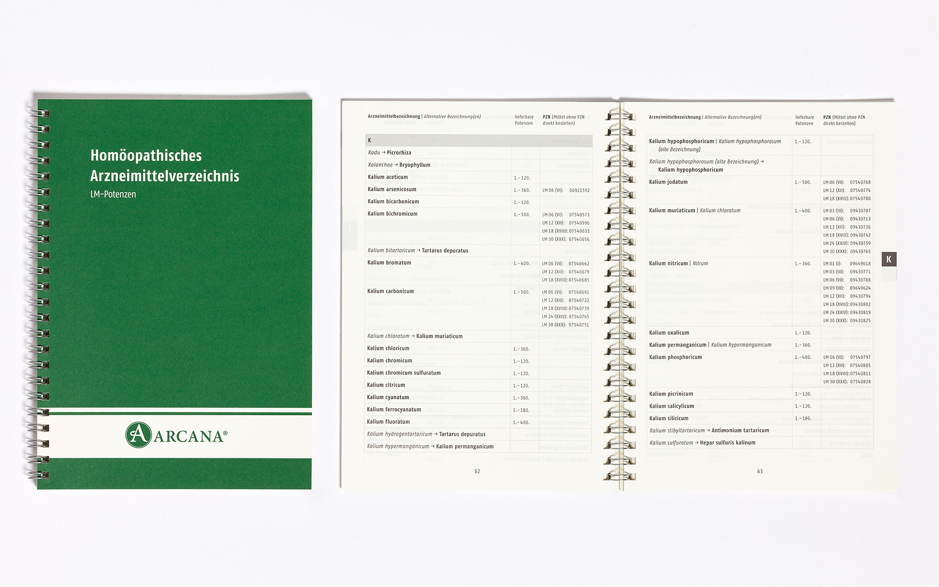 Das homöopathische Arzneimittelverzeichnis der Firma Arcana