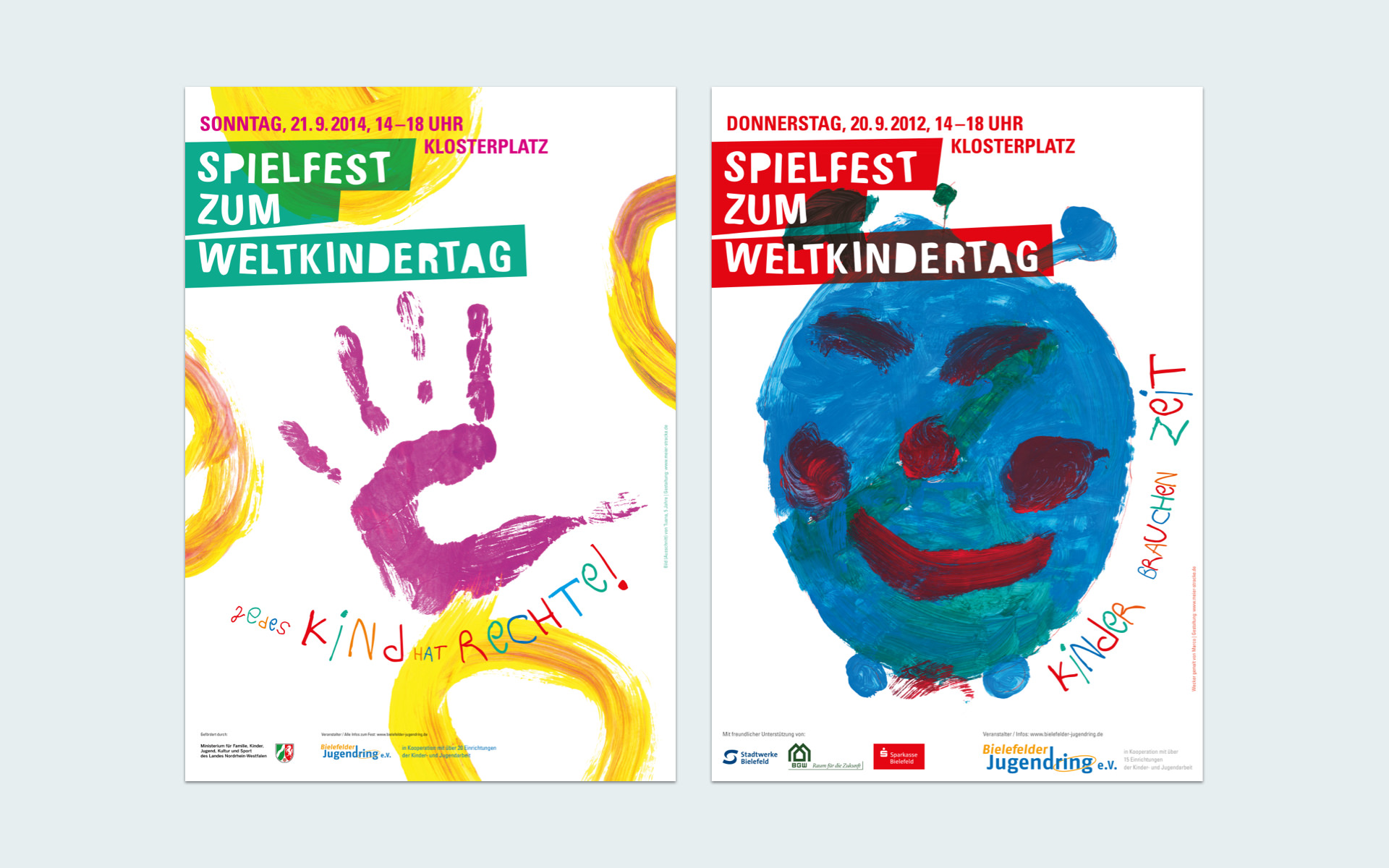 Plakate zum Weltkindertag 2014 und 2012