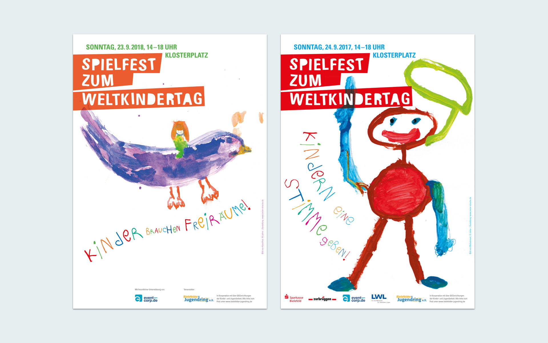 Plakate zum Weltkindertag 2018 und 2017