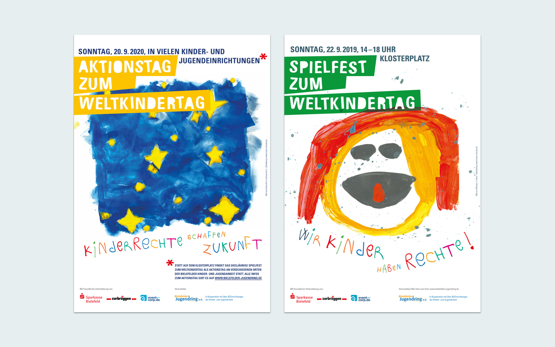 Plakate zum Weltkindertag 2020 und 2019