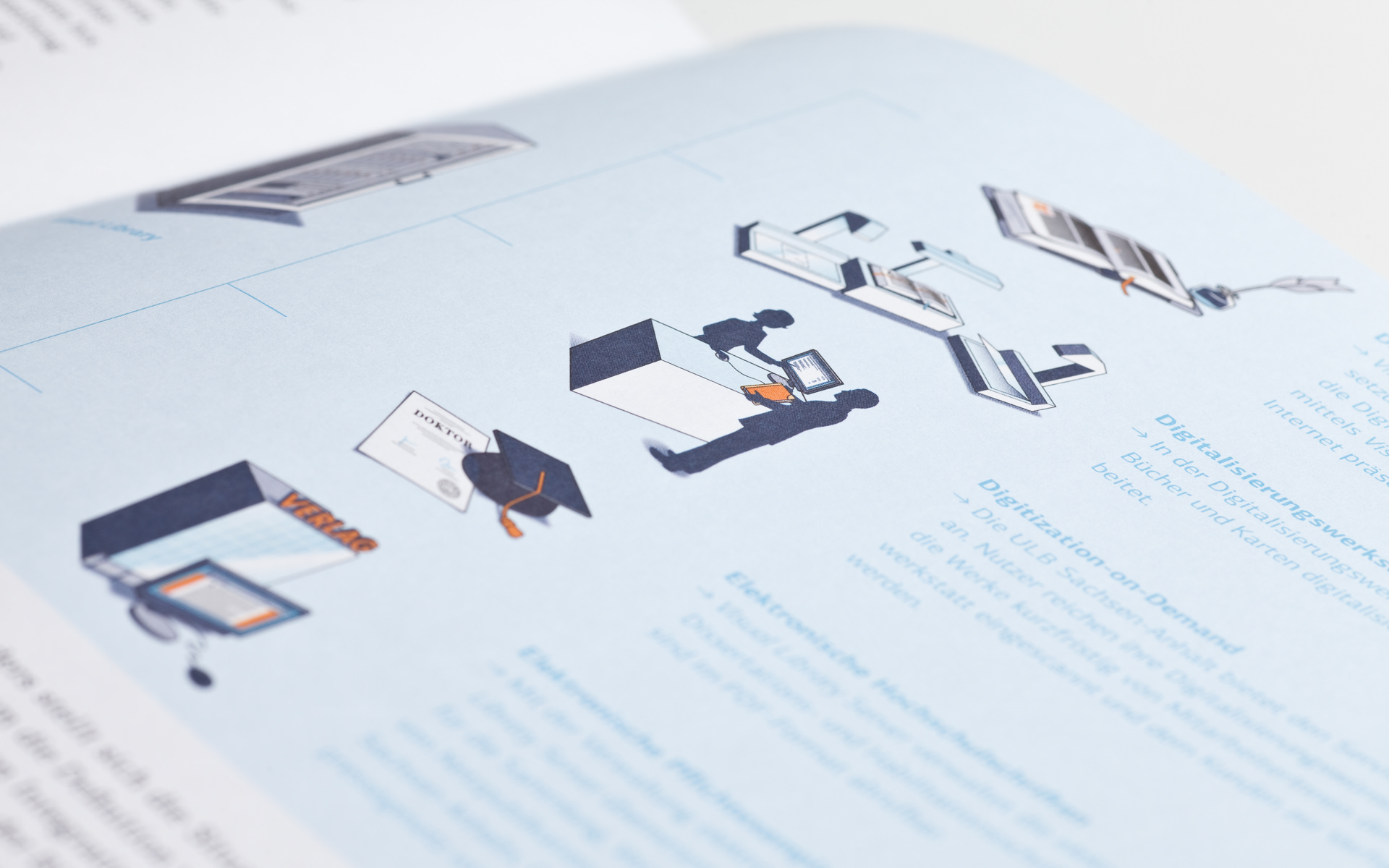 Detailaufnahme von Illustrationen in einer Broschüre