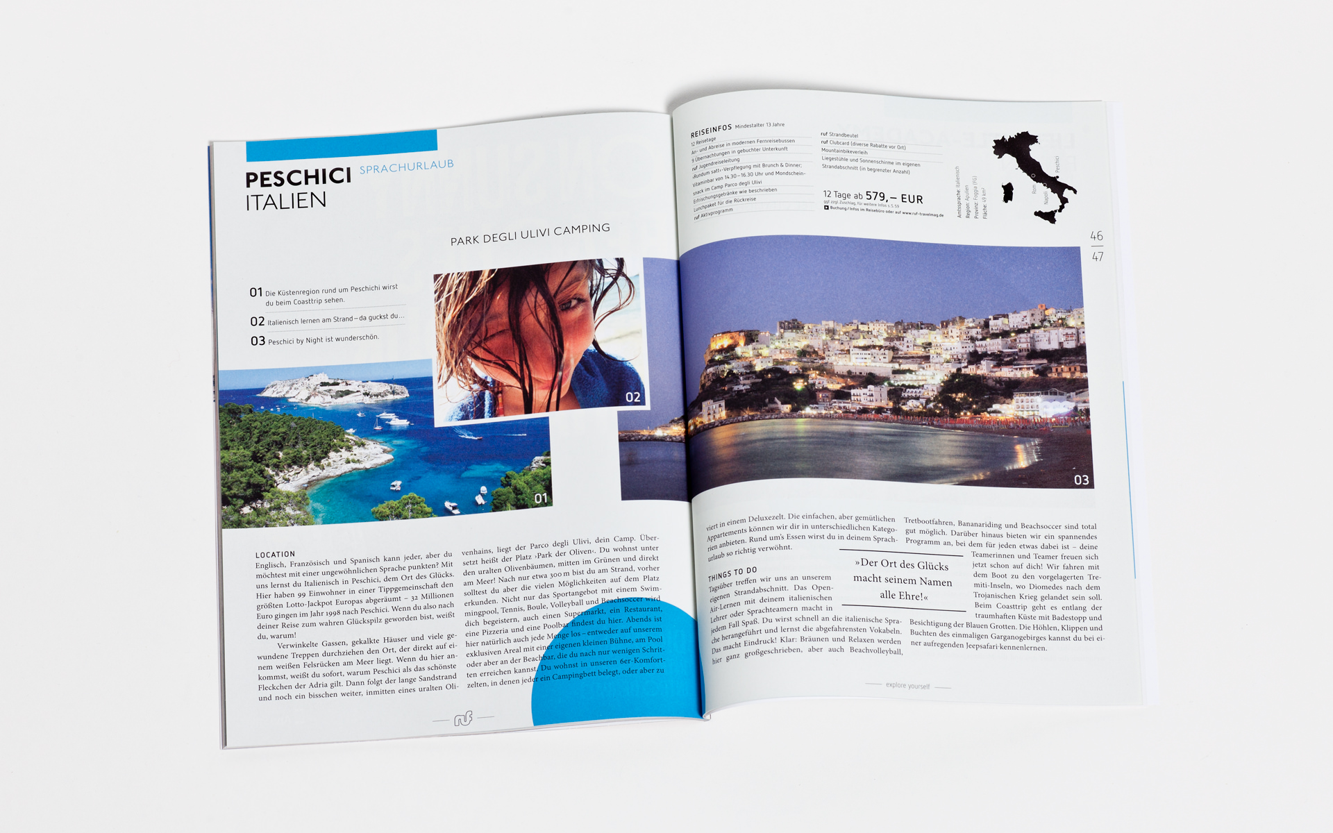 Doppelseite Reisekatalog.
