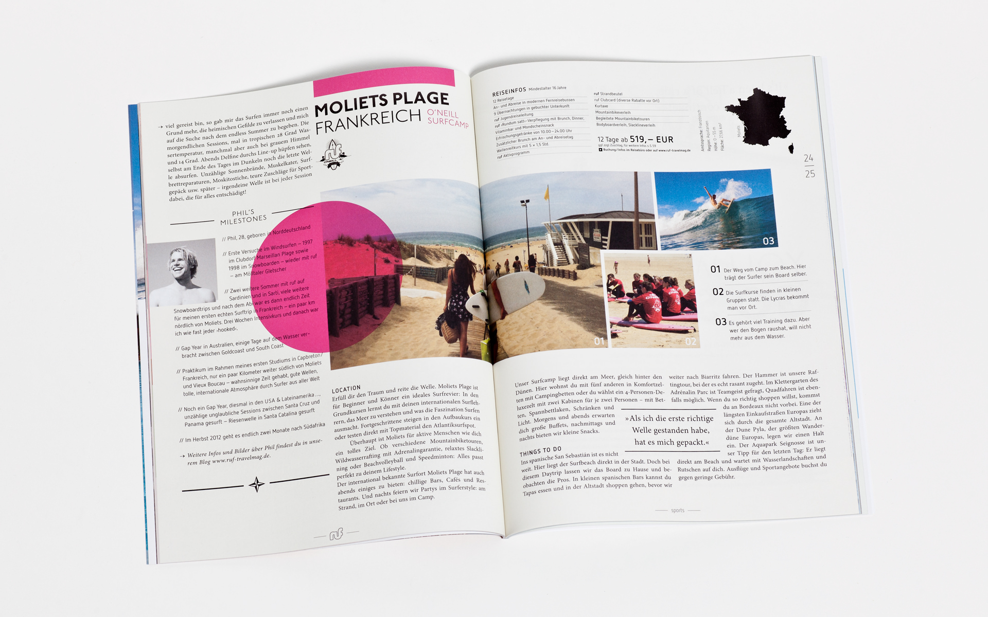 Doppelseite Reisekatalog.