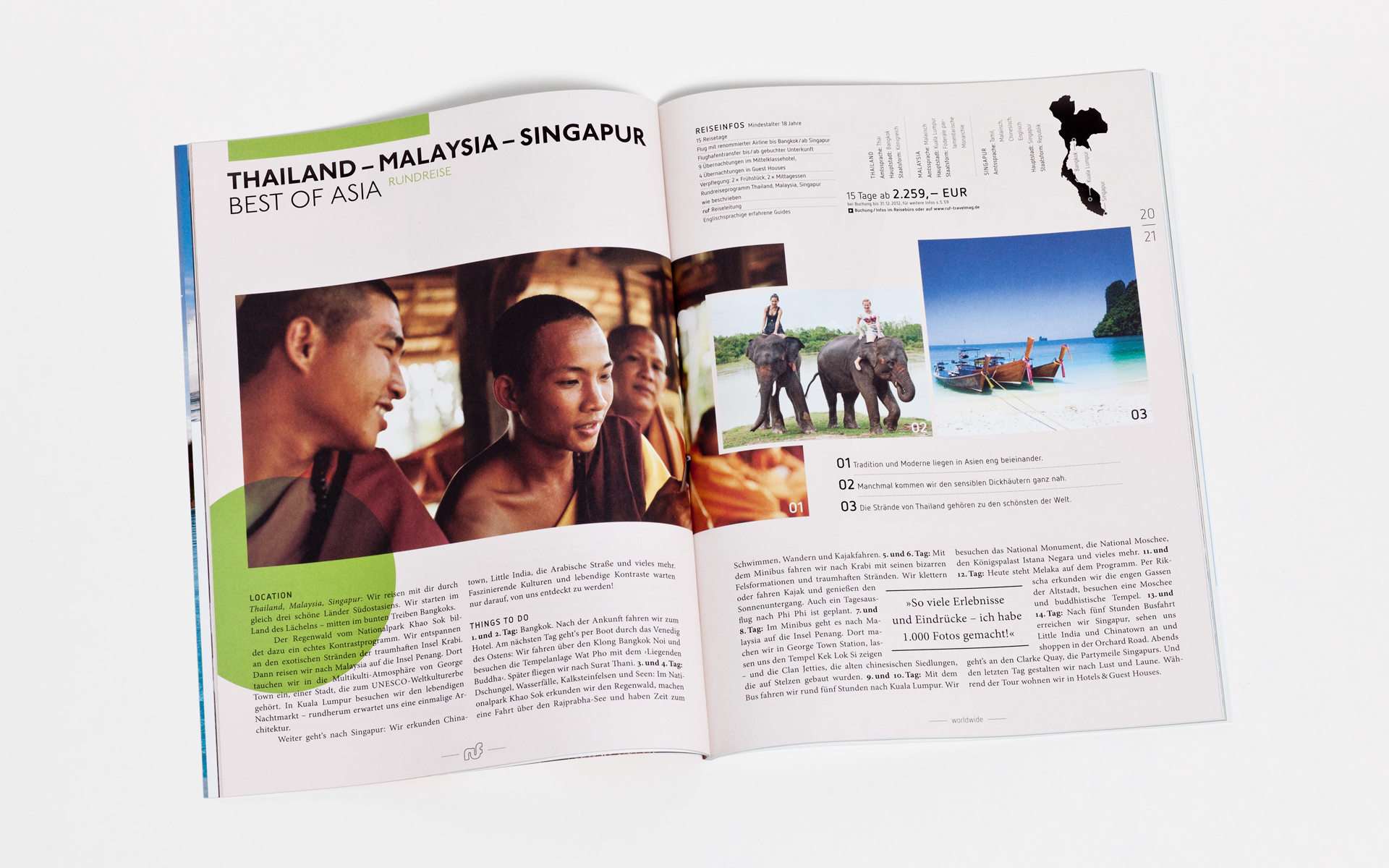 Doppelseite Reisekatalog.