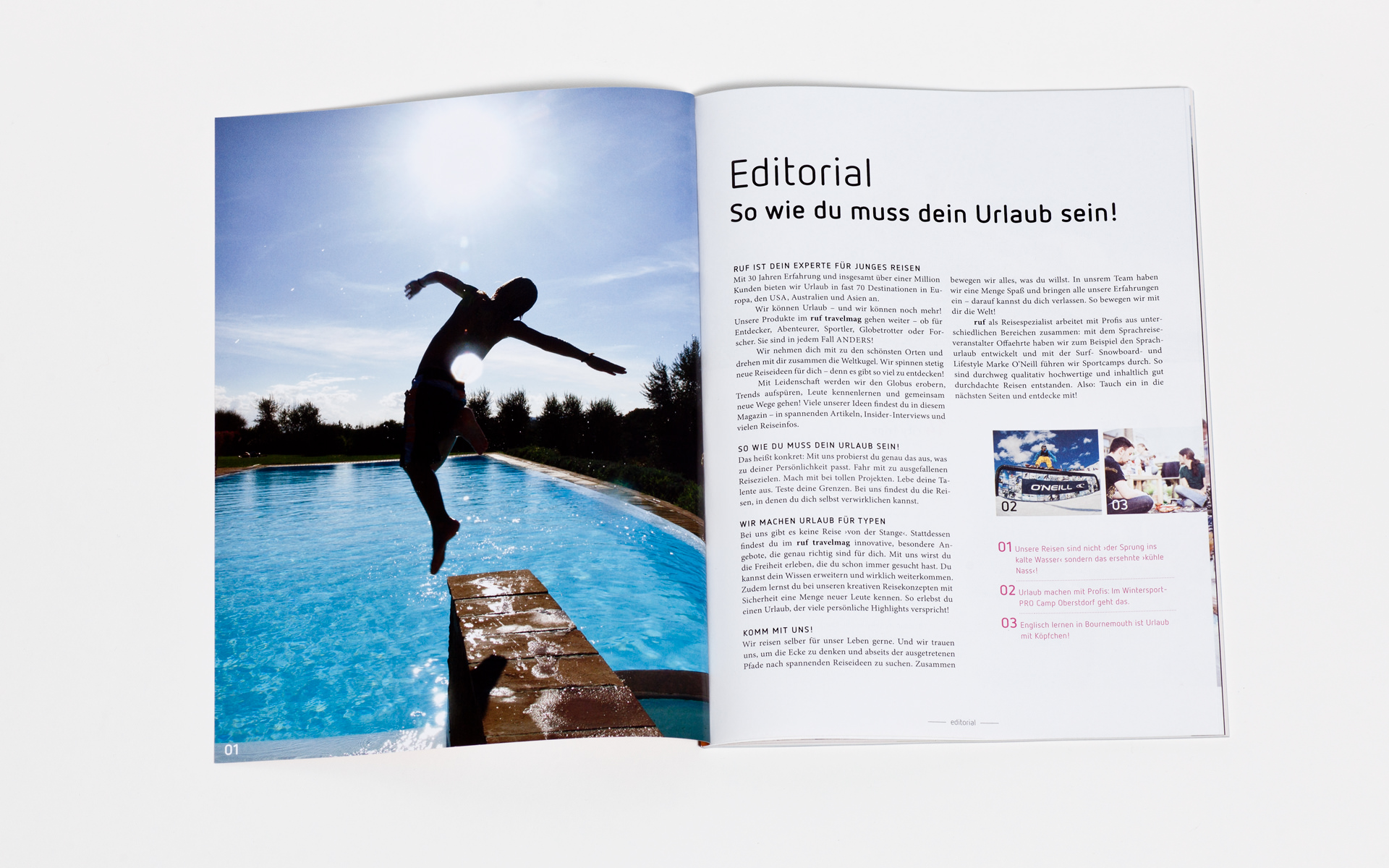 Editorial-Seiten Reisekatalog.